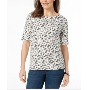 Karen Scott Giraffe Top Bright White Size Medium